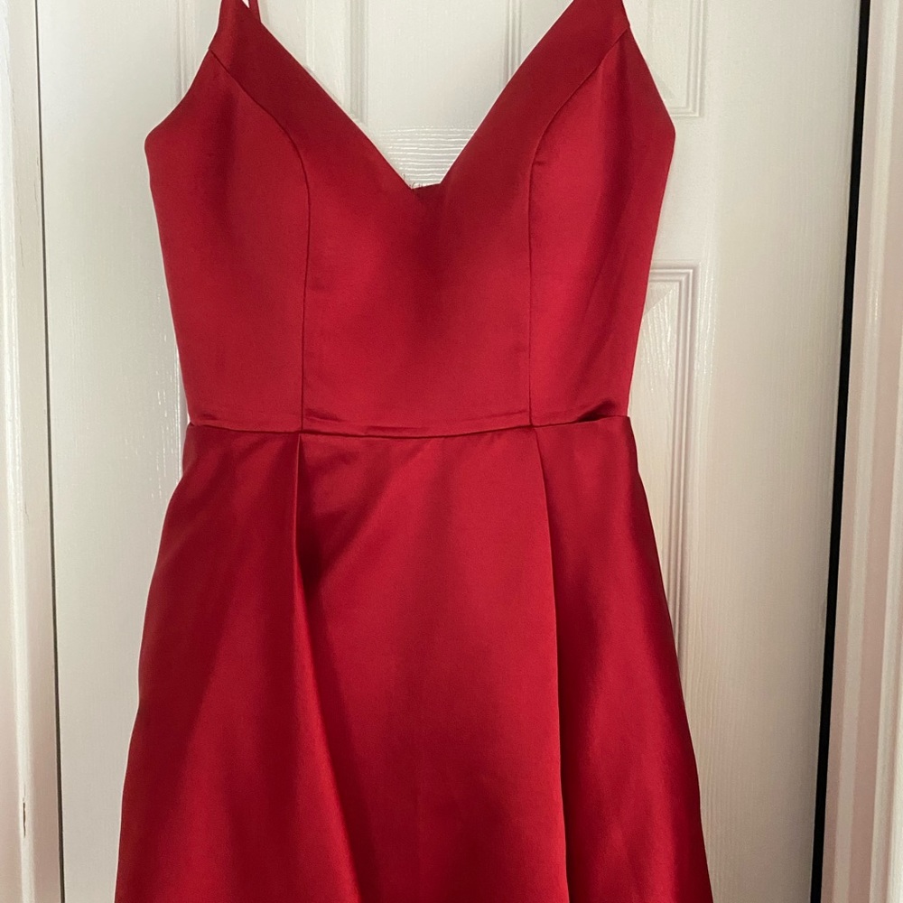 Short Red Satin Homecoming/ Formal Dress